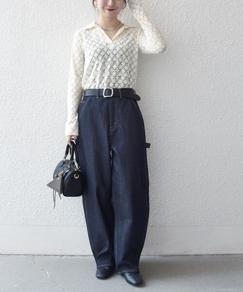 シップス エニィ（SHIPS any）/SHIPS any:〈手洗い可能〉起毛 レース 開襟 スキッパー プルオーバー SHIPS any tシャツ any:「手洗い可能」起毛 レース 開襟 スキッパー