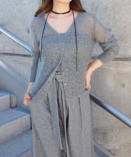 カーディガン wool mohair mix knit cardigan /ウールモヘアミックス
