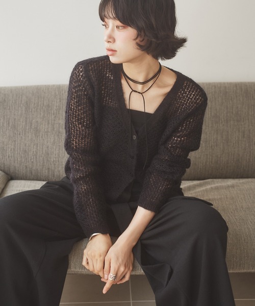 カーディガン wool mohair mix knit cardigan /ウールモヘアミックス