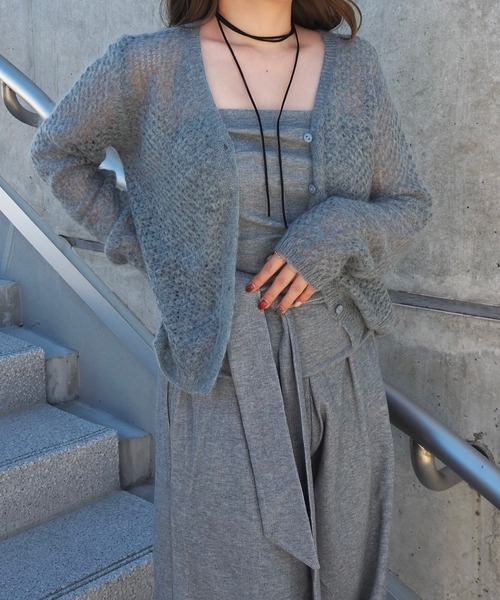 カーディガン wool mohair mix knit cardigan /ウールモヘアミックス