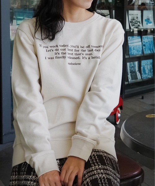 トレーナー スウェット 「＆soiree」メッセージ刺繍裏毛スウェットクルーネックプルオーバー レディース | ＆soiree | 04