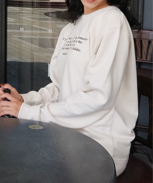 トレーナー スウェット 「＆soiree」メッセージ刺繍裏毛スウェットクルーネックプルオーバー レディース | ＆soiree | 07