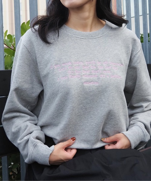 トレーナー スウェット 「＆soiree」メッセージ刺繍裏毛スウェットクルーネックプルオーバー レディース | ＆soiree | 18