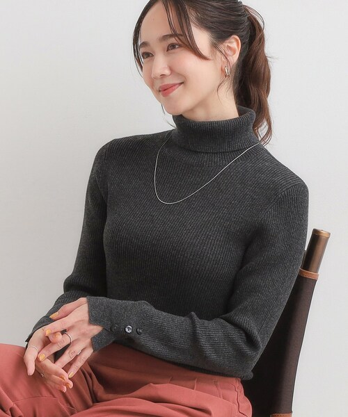 LIMIfeuリミフゥ黒ウォッシャブルタートルネックニットS定番 SHOO・LA・RUE（シューラルー） ニット セーター 「絶妙なゆるピタ