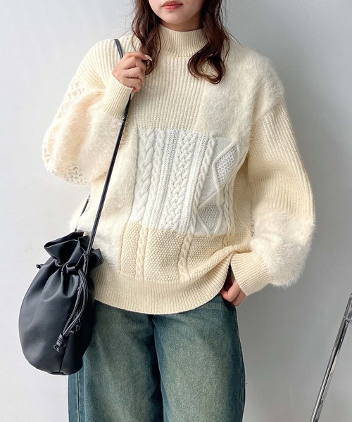 AS KNOW AS（アズノゥアズ） ニット セーターシャギーとアランでニット