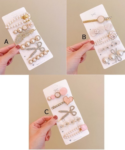 shoppinggo ヘアクリップ ヘアピンセット 3タイプ パール ヘアクリップ