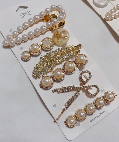 shoppinggo ヘアクリップ ヘアピンセット 3タイプ パール ヘアクリップ