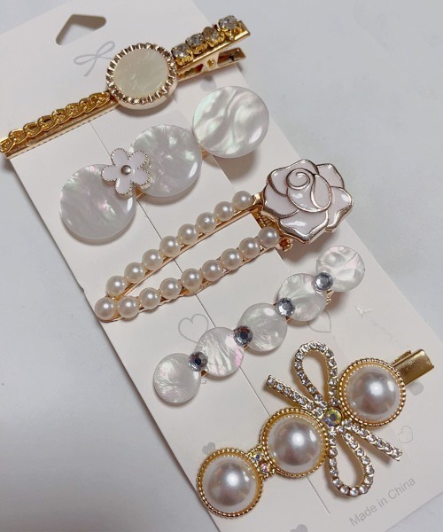 shoppinggo ヘアクリップ ヘアピンセット 3タイプ パール ヘアクリップ
