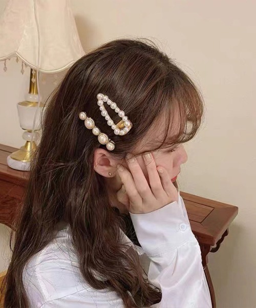 shoppinggo ヘアクリップ ヘアピンセット 3タイプ パール ヘアクリップ