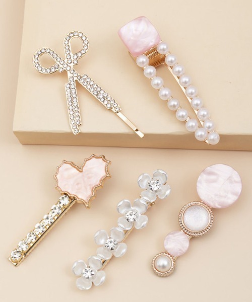 shoppinggo ヘアクリップ ヘアピンセット 3タイプ パール ヘアクリップ