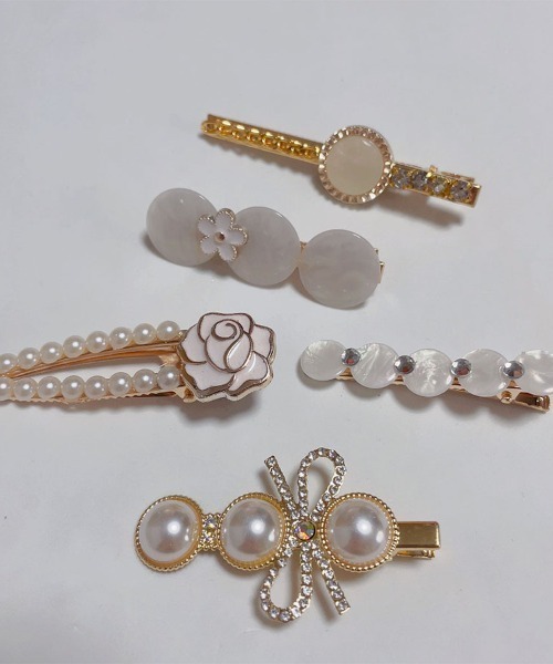 shoppinggo ヘアクリップ ヘアピンセット 3タイプ パール ヘアクリップ