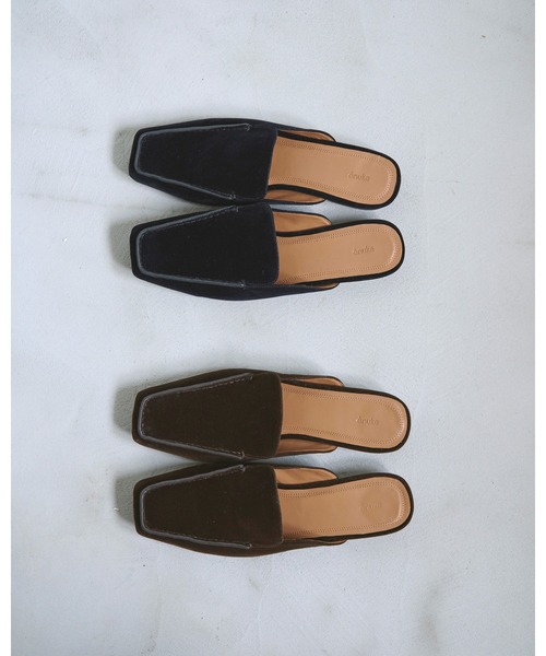 anuke（アンヌーク） スリッポン Velour Slide Shoes レディース