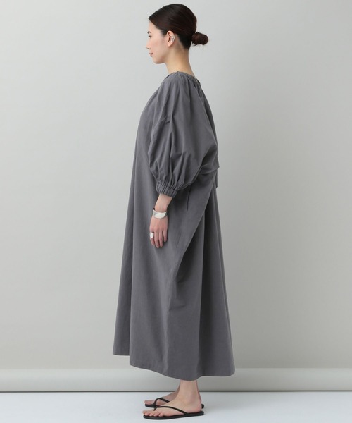 N*J様 美品✨カレンソロジー コットンリネンギャザーワンピース　ロング　グレー Curensology（カレンソロジー） 半袖ワンピース FREE グレー
