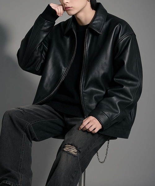 ヴィンテージ　レザージャケット　ライダース　本革　ブラック　XL 良シルエット レザージャケット ライダース ヴィンテージライク ビッグ シルエット