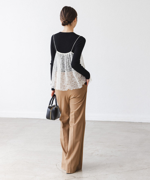 noble ラッセルレースギャザーキャミ　レース　キャミソール　完売品 NOBLE（ノーブル） キャミソール 「追加」ラッセルレースギャザー