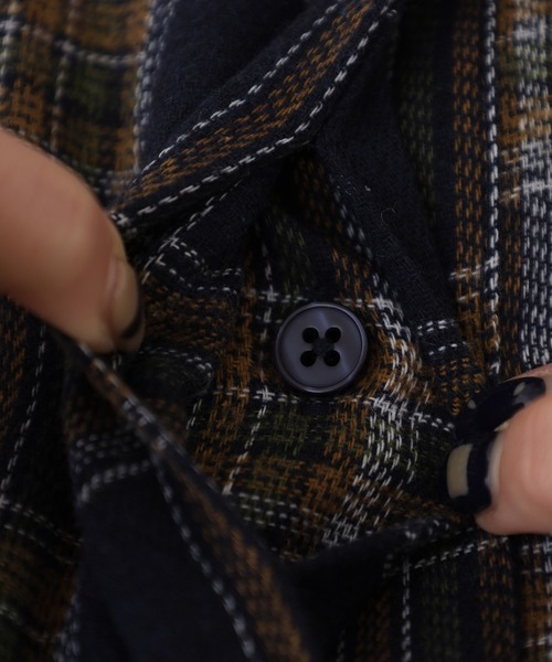 シャツワンピース A.N.L タータンチェック柄前開きワンピース