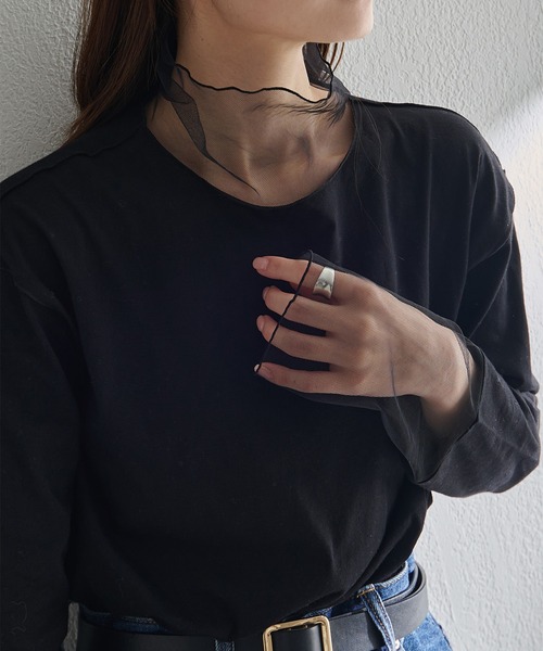 pual ce cin tシャツ チュールドッキングレイヤードカットソー