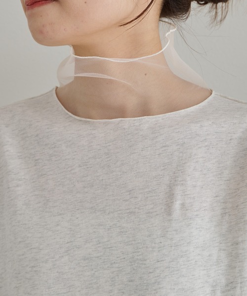 コード刺繍チュールカットソー(pual ce cin) pual ce cin tシャツ チュールドッキングレイヤードカットソー