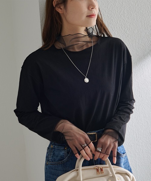 pual ce cin tシャツ チュールドッキングレイヤードカットソー