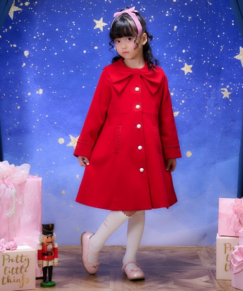 mezzo piano ダッフルコート コート リボンカラー ウールコート キッズ