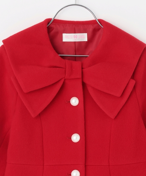 mezzo piano ダッフルコート コート リボンカラー ウールコート キッズ