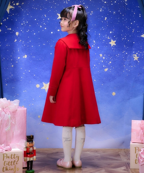 mezzo piano ダッフルコート コート リボンカラー ウールコート キッズ