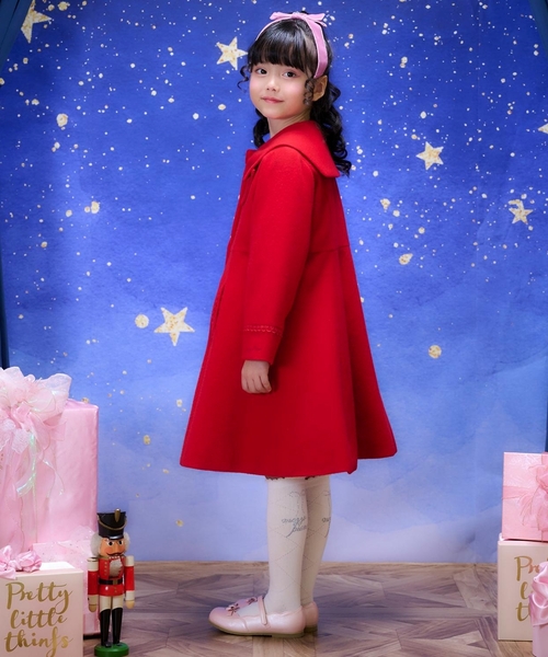 mezzo piano ダッフルコート コート リボンカラー ウールコート キッズ