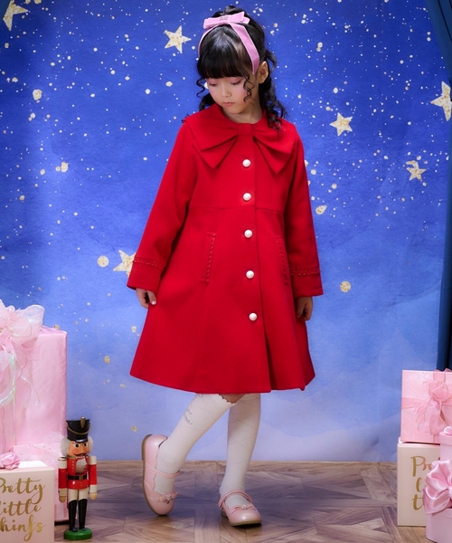 140cm メゾピアノ　ダッフルコート mezzo piano ダッフルコート コート リボンカラー ウールコート キッズ