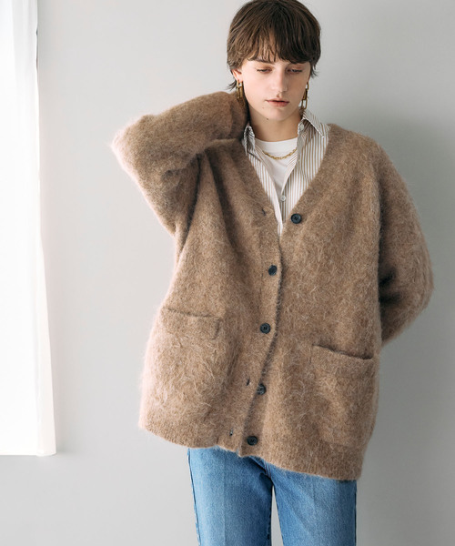 N.O.R.C カーディガン アルパカシャギーニットカーディガン レディース