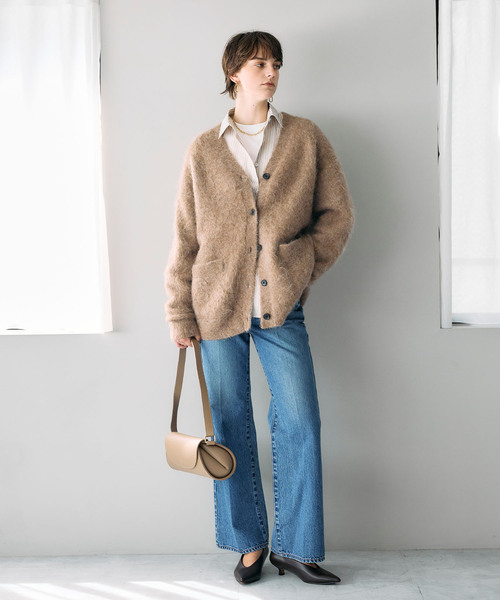 N.O.R.C カーディガン アルパカシャギーニットカーディガン レディース