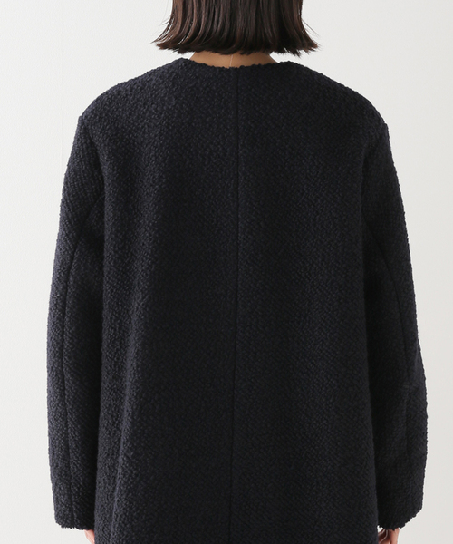 IENA（イエナ） ノーカラーコート 38 ネイビー レディース : ZOZOTOWN