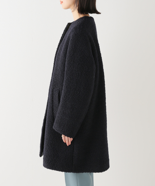 IENA（イエナ） ノーカラーコート 38 ネイビー レディース : ZOZOTOWN