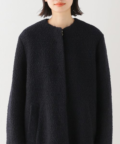 IENA（イエナ） ノーカラーコート 38 ネイビー レディース : ZOZOTOWN