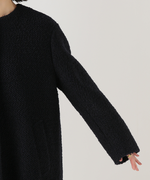 IENA（イエナ） ノーカラーコート 38 ネイビー レディース : ZOZOTOWN