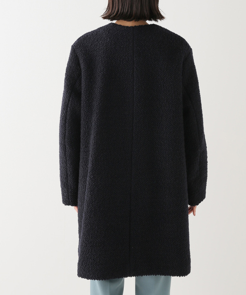 IENA（イエナ） ノーカラーコート 38 ネイビー レディース : ZOZOTOWN