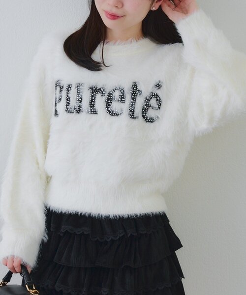 continuer de NICE CLAUP ニット セーター キラリロゴフェザーニット