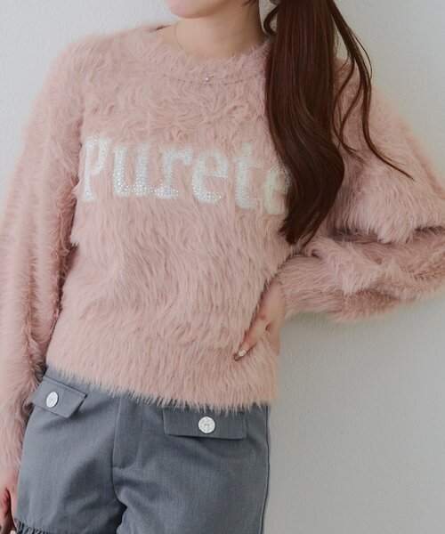 continuer de NICE CLAUP ニット セーター キラリロゴフェザーニット