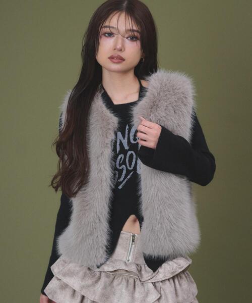 ☆新品同様☆SONO ソノ ファーベスト ショート丈 ポケット付 韓国製 【F】 ☆新品同様☆SONO ソノ ファーベスト ショート丈 ポケット付 韓国製