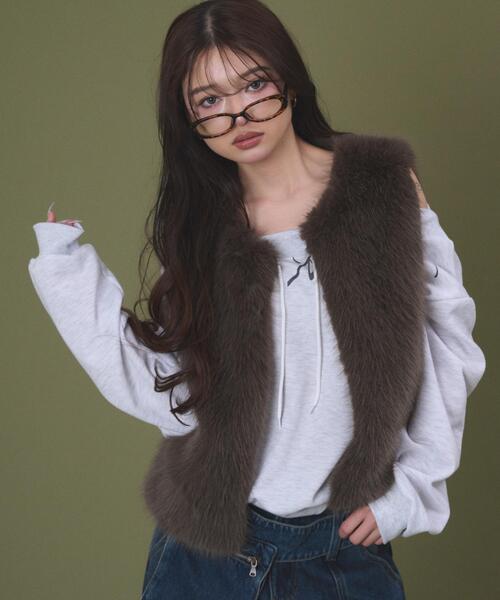 dispark ベスト ジレ DISPARK/「25年秋冬新作」フェイクファーベスト