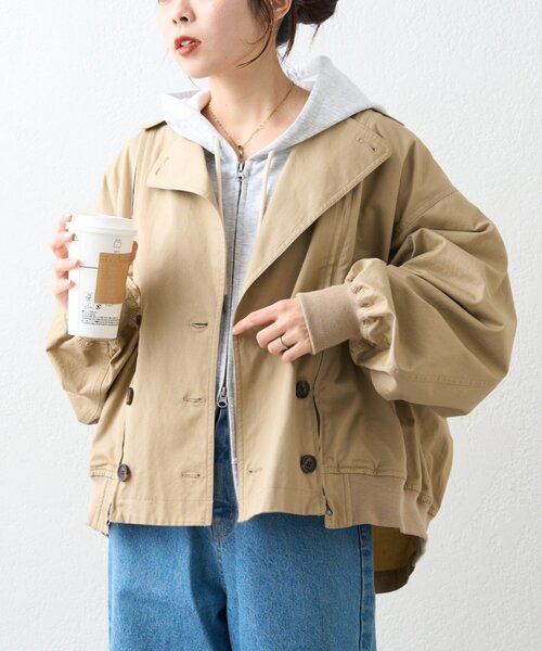 Chico（チコ） トレンチコート コート スタンドネックバルーンショート