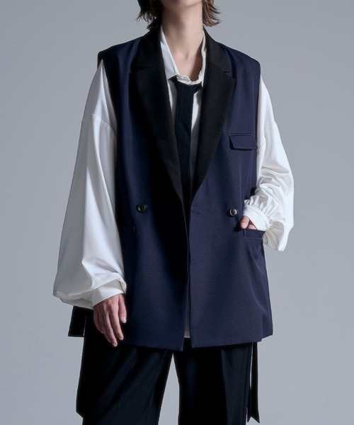 「Loose/ルース」 ジレ M ブラック メンズ_画像4