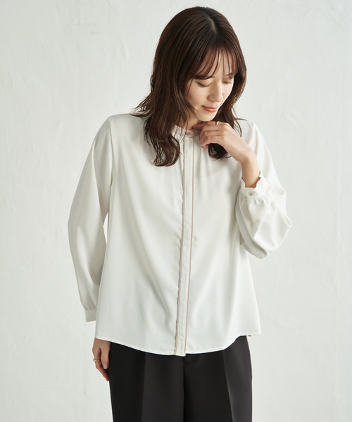 ikka（イッカ） ブラウス シャツ ジョーゼットバイカラーブラウス