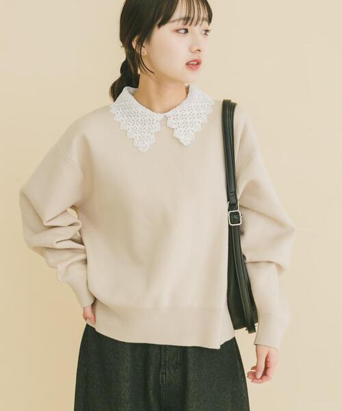 衿レースラガーニット ITEMS URBANRESEARCH（アイテムズ アーバンリサーチ） ニット セーター