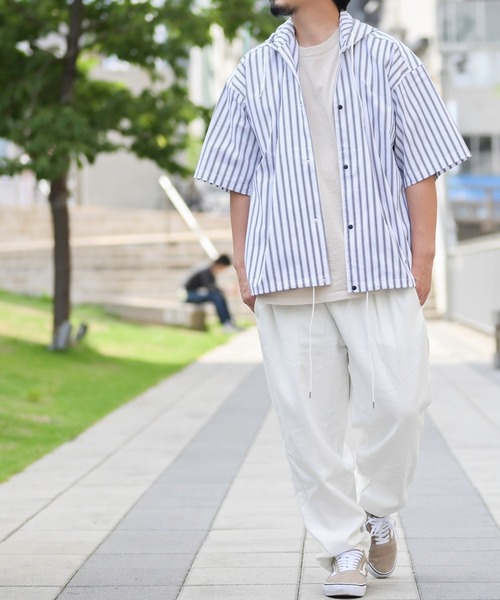「JOHN'S CLOSET」 「HALHAM」半袖シャツ MEDIUM ホワイト メンズ_画像4
