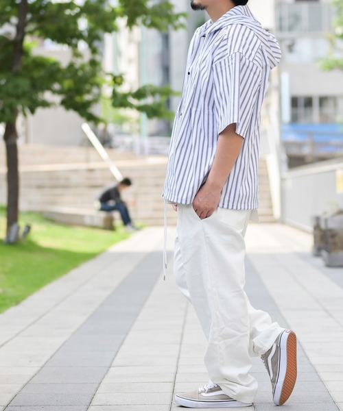 「JOHN'S CLOSET」 「HALHAM」半袖シャツ MEDIUM ホワイト メンズ_画像7