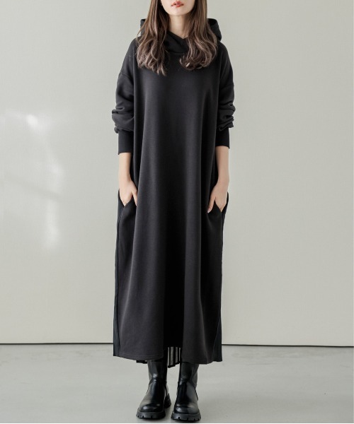 「La-gemme」 長袖ワンピース フリー ネイビー レディース_画像2