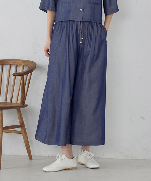 COMME CA ISM（コムサイズム） ワイドパンツ パンツ シャンブレースカ