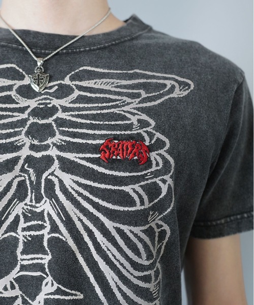 SPINNS（スピンズ） tシャツ 短丈グラフィック半袖Tシャツ/スケルトン