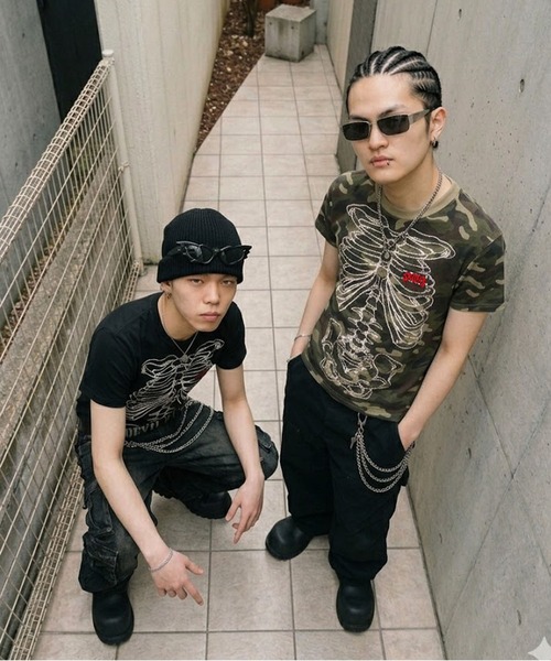 SPINNS（スピンズ） tシャツ 短丈グラフィック半袖Tシャツ/スケルトン