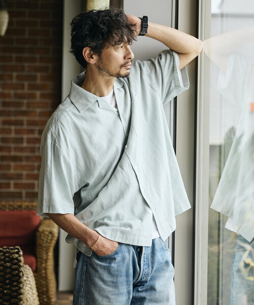 Firsthand（ファーストハンド） シャツ 半袖 ジャカード調 リラックス